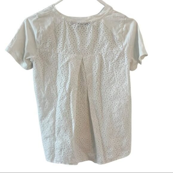 VERONICA BEARD Womens White Mauna Eyelet Short Sleeve Crew Neck Tee SMALL - Picture 8 of 11